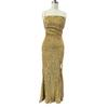 Women's Sparkly Sequin Long Formal Dress Square Neck Backless Split Mermaid Prom Dress Spaghetti Strap Evening Party Gown