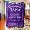 1pc Nana Gift Blanket, Grandma Gifts, Best Nana Ever, for Grandchildren, Gigi Grammy, Purple Blanket