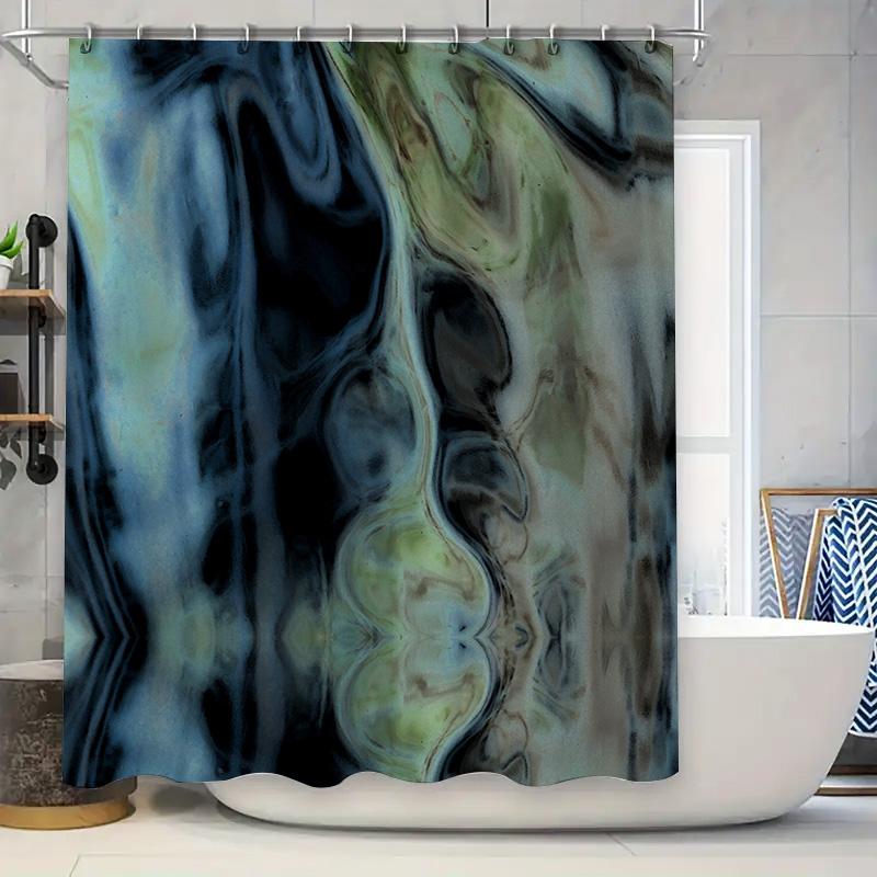 

Luxury Marble Shower Curtain Set Blue Green Black White Print Waterproof Bath Decor For Home Hotel Extra Large 69X72 Inches W60H190(CM)-1 Pcs