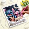 Starry Cloud Lilo, Stitch & Angel New Pearl-Inlaid Frameless Art | Handmade Pearl Craft, Starry Moon Cloud Theme, for Cute Dopamine Decor