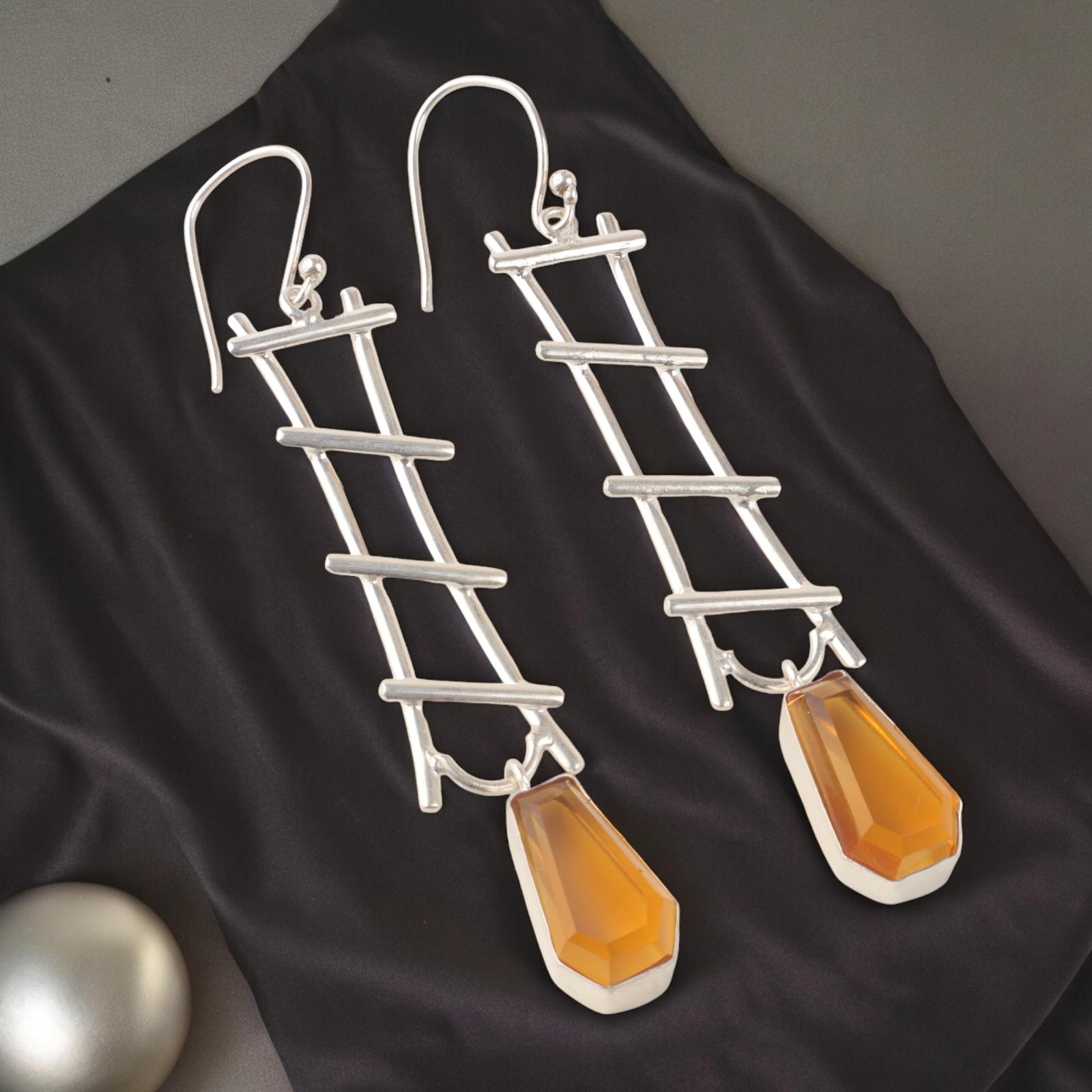 

Citrine Gemstone 925 Sterling Silver Jewelry Handcrafted Earrings 3.33 For Gift EE-133-7