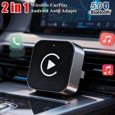2-in-1 Wireless CarPlay & Android Auto Adapter AI Smart Box for All Cars Universal Compatibility with Seamless Wirel for iPhone