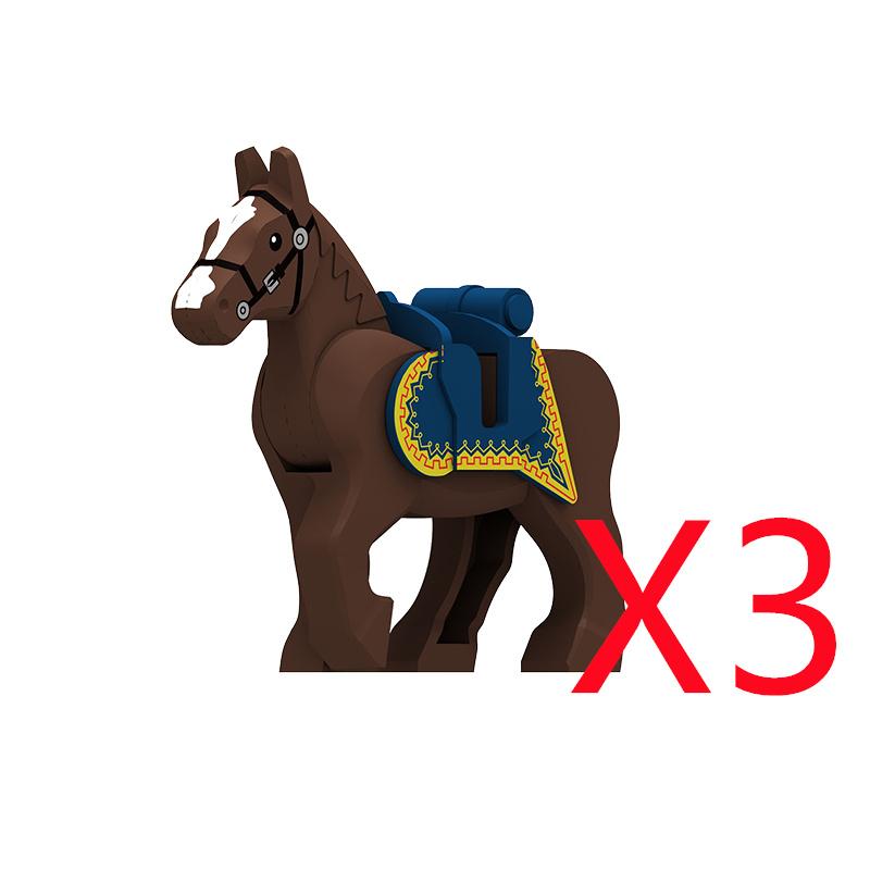 MOC Building Blocks Military Napoleon Cavalry Gothic Warhorse Animal Wolf Seat Widened Saddle Rope Accessories Brick Toy Gifts