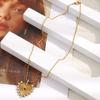 E.B.belle Cute Style Full Zircon Red Heart Pendant Charm Necklace Stainless Steel Sweet Sign Gold Plated Tarnish Free Jewelry