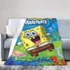 SpongeBob SquarePants Knitted Blanket Cartoon Animated Flannel Throw Blankets Airplane Travel Printed Ultra-Soft Warm Bedspreads