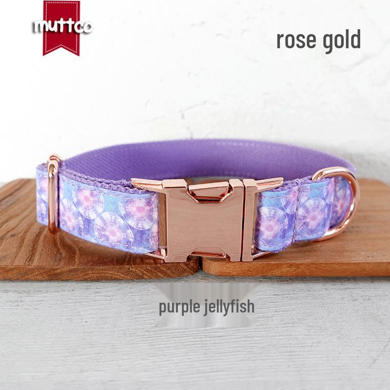 MUTTCO Double Layer Purple Jellyfish Dog Collar & Leash UDC-138M XS