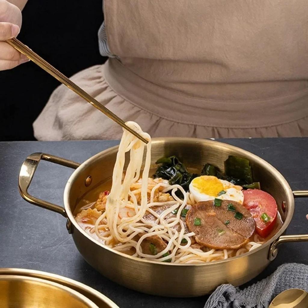 Ramen Pot Stainless Steel Cookware Saucepan Dry Pots With Handle Home Cooking Paella Pan Seafood Rice Pot Picnic Snack Plates