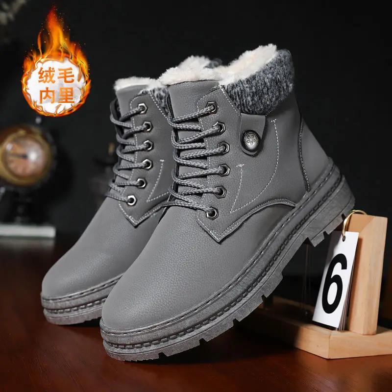 

Зимняя хлопковая обувь с подкладкой Флисовые мужские сноубутсы Мужские повседневные высокие ботинки из толстого теплоудерживающего материала Ботильоны 44