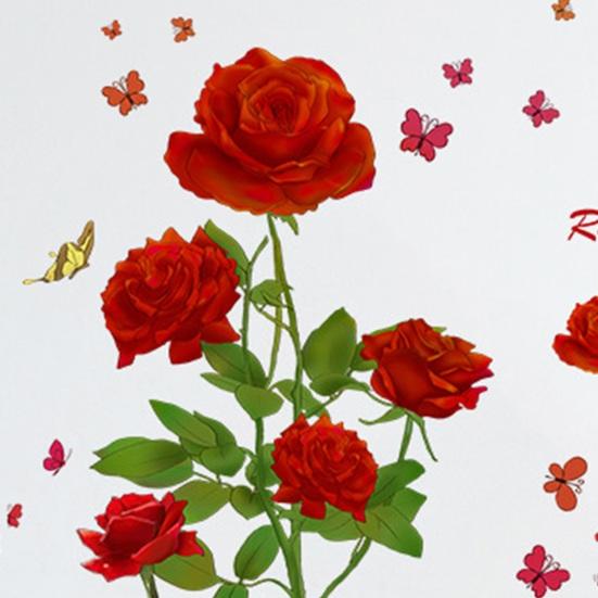 1 sett Veggklistremerke Vanntett selvklebende Rød Rose Blomstermønster Bakgrunn Veggmaleri Hjemmeinnredning