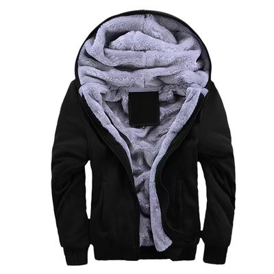 Autumn and Winter Men's Solid Color Zipper Hooded Plus Velvet Thick Cardigan Jacket Men's Warm Top