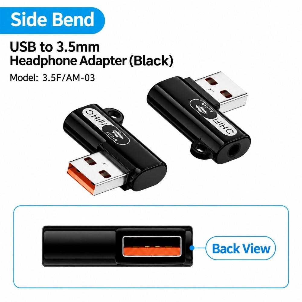 90 Degree Headphone Audio Converter Male to Female USB Audio Dongle Video Calls