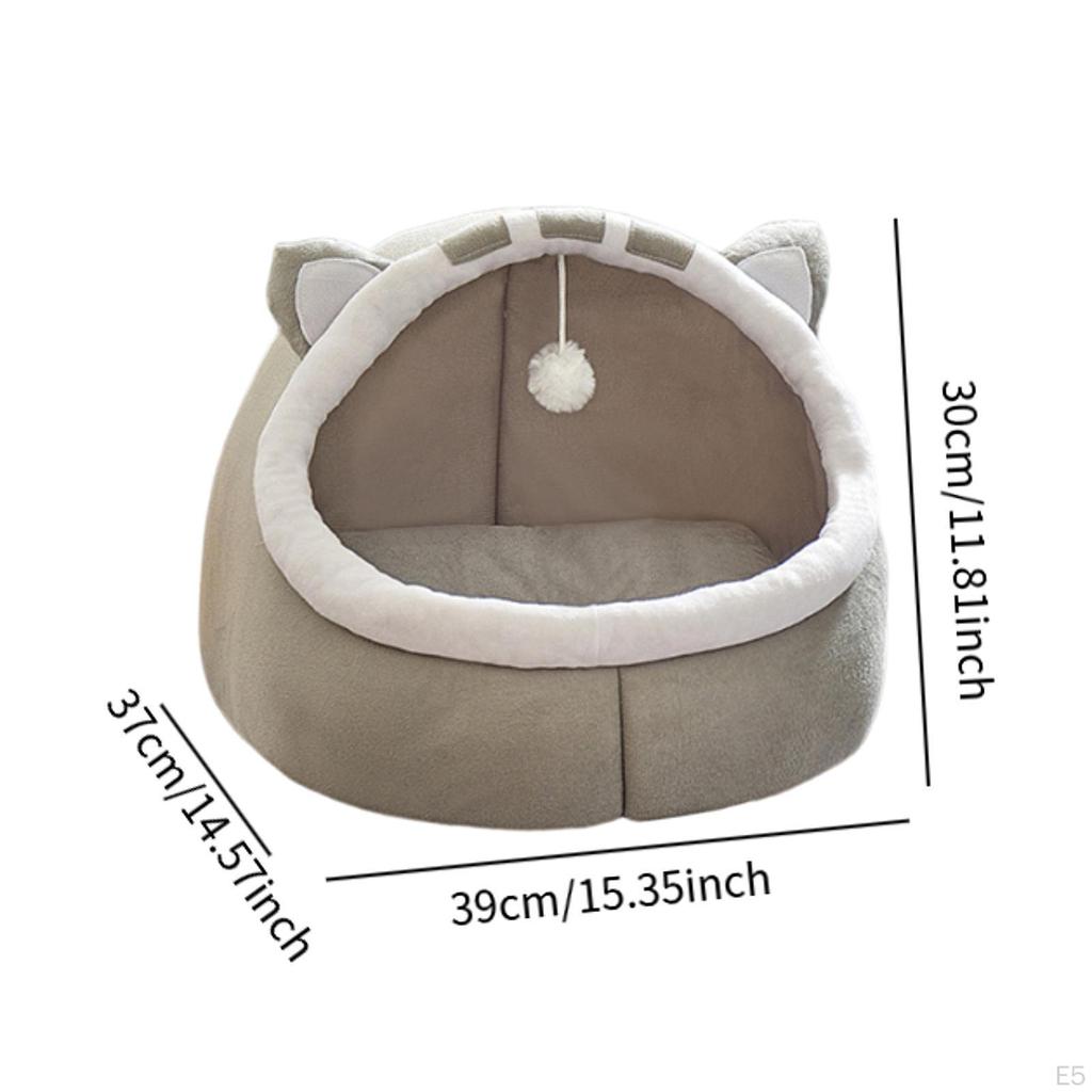 Cartoon Pet Bed Animal House Semi Enclosed Autumn Winter Comfortable Cat Caves Nest Plush