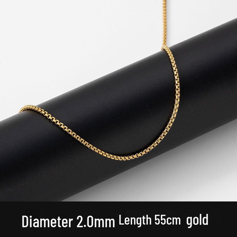 Stainless Steel Square Pearl Chain Men's Necklace - Titanium Steel Hip Hop Jewelry (2/2.5/3/3.5mm)