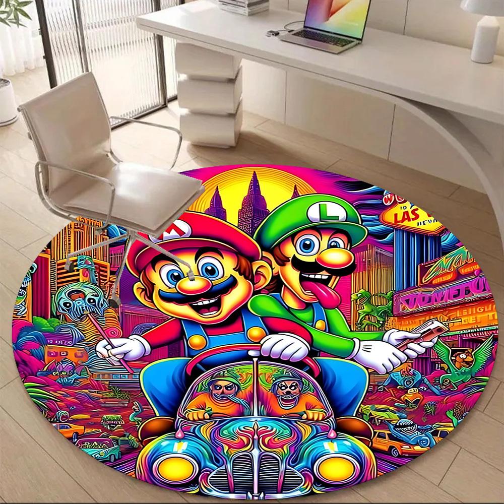 1PC Mario Bros Office Round Area Rug, Indoor Mat Suitable For Office, Under Office Chairs Bedroom Living Room Home Decor DT1212048