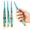 Set of 9 Colored Anodized Aluminum Crochet Hooks with Creative Resin Handles and Exquisite Flower Design