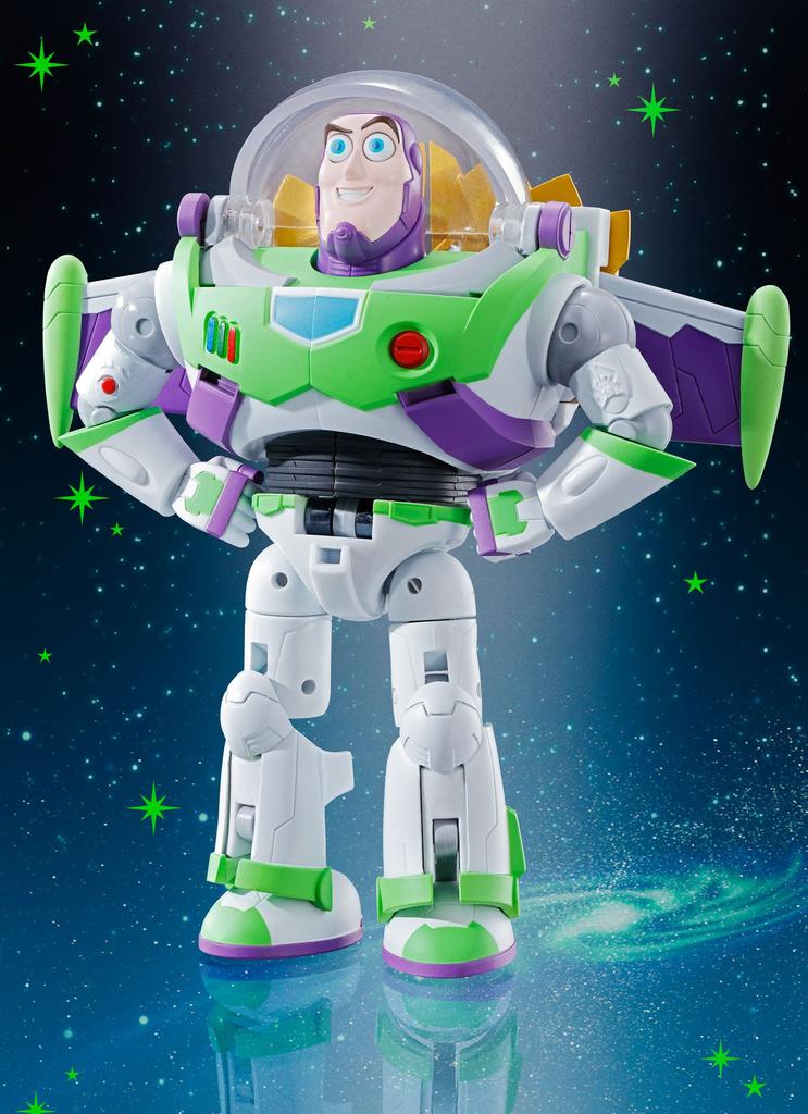 TAMASHII NATIONS Chogokin Toy Story Super Combined Buzz the Space Ranger Approximately and PVC Action Figure Robo, 205mm, ABS, Die-cast, Pre-painted