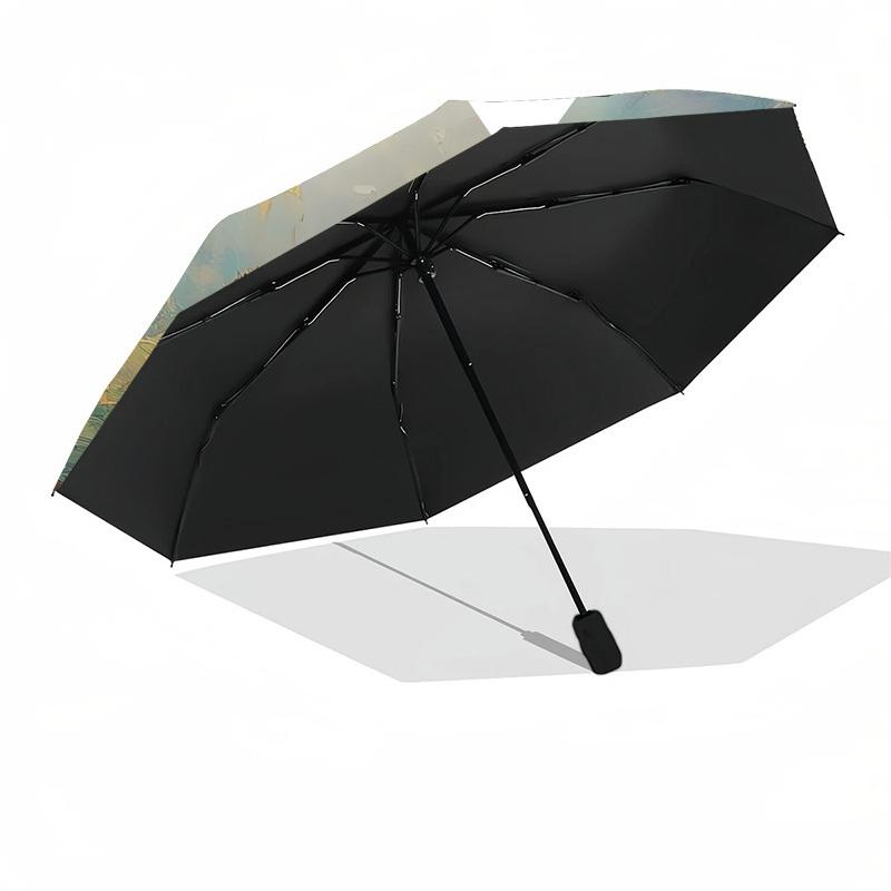 1pc Panda in Lotus Pond Umbrella with Plastic Handle,Suitable for All Seasons Umbrellaptys26095