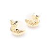 New product simple and versatile gold and silver two-color gold-plated round stone-studded earrings temperament no earrings clip bridal earrings
