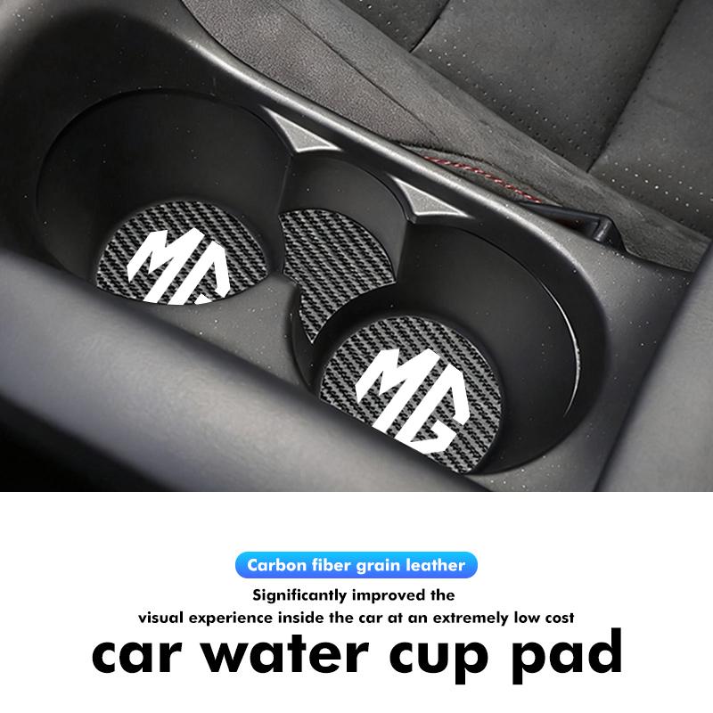 For MG 2PCS Car Anti Slip Mat Coaster Carbon Fiber Water Cup Mat Cyberster 3 5 6 7 ZS ES5 ONE HS 4 EV tcl6