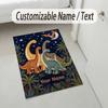 Dinosaur Theme Crystal Velvet Rug Personalized Custom Name Text Soft Floor Mat Home Decor