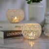 Golden Retro Electroplated Metal Candle Holder Cover Ornament with Ins Style Design