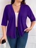 Plus Size Women's Mid-Sleeve Cardigan Jacket - Lightweight, Solid Color, 2026 New Arrival