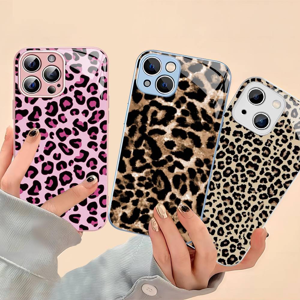 Leopard Cheetah Print Tempered Glass For Iphone 14 13 12 11 Pro Mini XS MAX 14Plus X XS XR Fundas