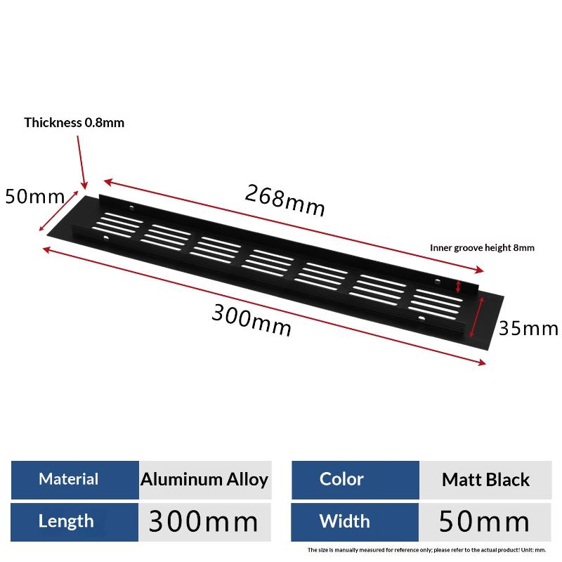 1Pcs Household Air Vent Grille Wall Ventilation Cover Wardrobe Parts 50/60/80mm*150-500mm Aluminum For Cupboard DIY Accessories