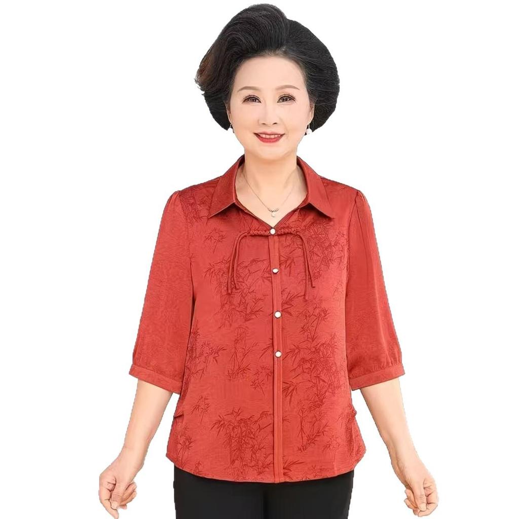 Grandma's Fashionable Summer Top - Mid-Age Seven-Point Sleeve Versatile Shirt