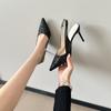 Fashion Sequin Sequin Strap Wrapped Toe Sandals Autumn New Pointed Toe Shallow Mouth Metal Buckle Non-slip Stiletto Heels