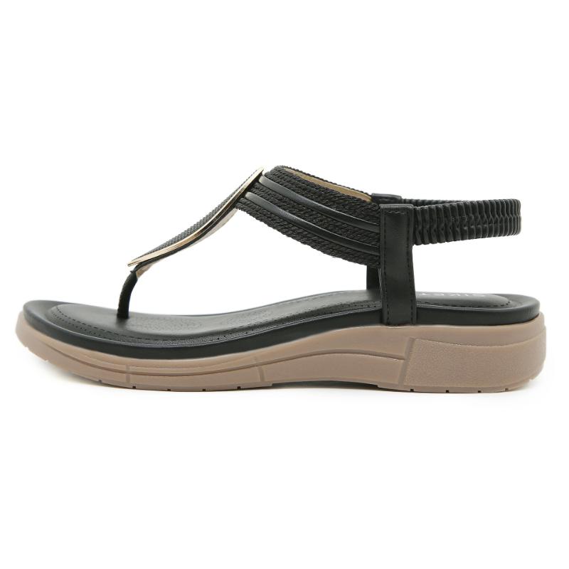 Fashion New Retro 2025 Fashion Soft Bottom Sandals Bohemian Weaving Comfortable Round Head Seaside Vacation Large Size Skirt Elastic