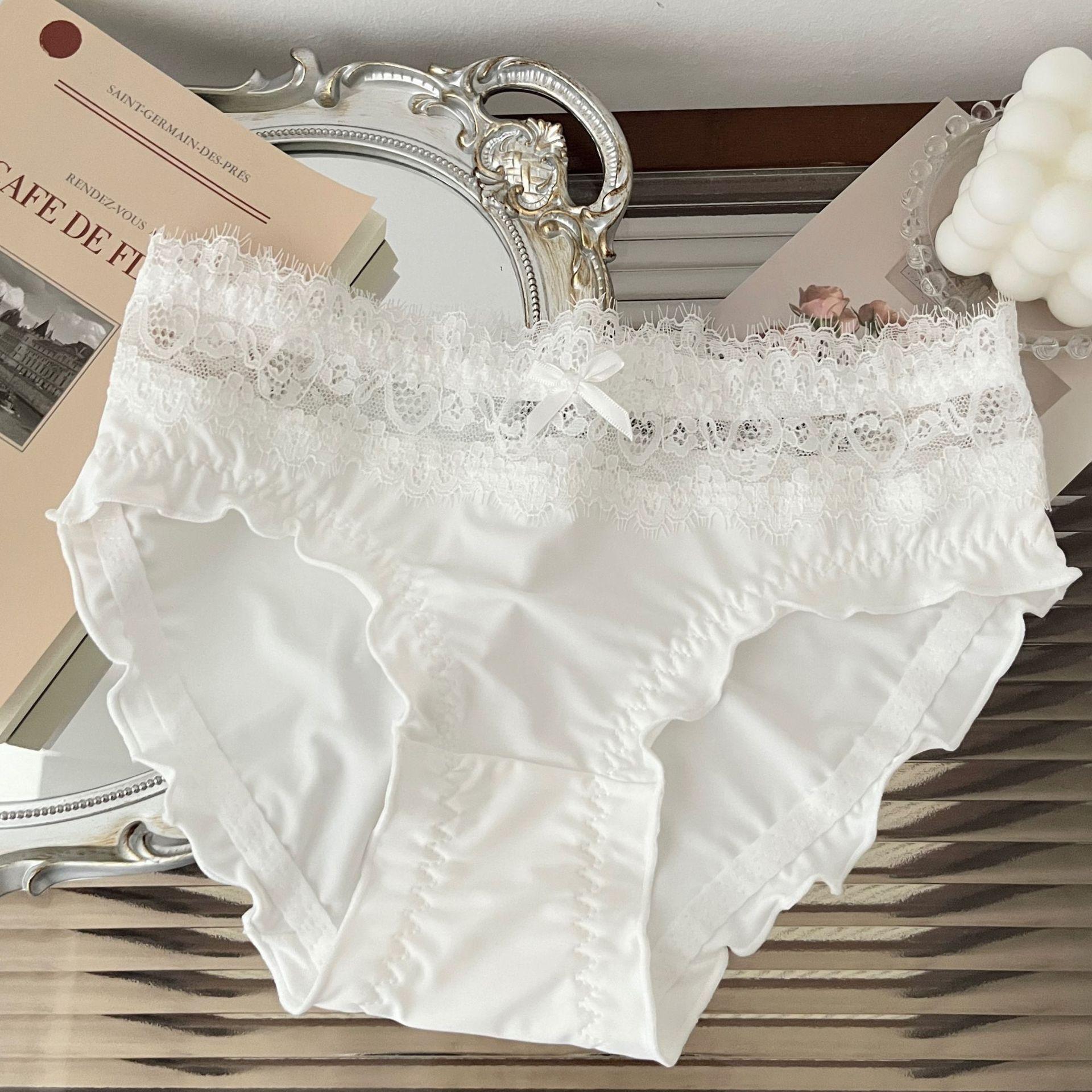 

Тонкое дышащее нижнее белье Ice Silk бесшовное нижнее белье женские трусы средней талии сексуальные кружевные женские трусики-бикини M белый