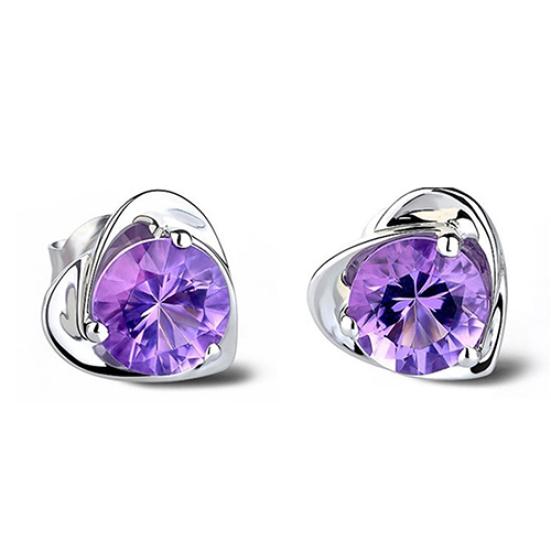 

Женщины любовь сердце фиолетовый горный хрусталь посеребренные серьги-гвоздики