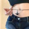 3D Schwarze Saturn-Hüftkette | Leichter Luxus Körperschmuck für Damen-Hüftdekoration