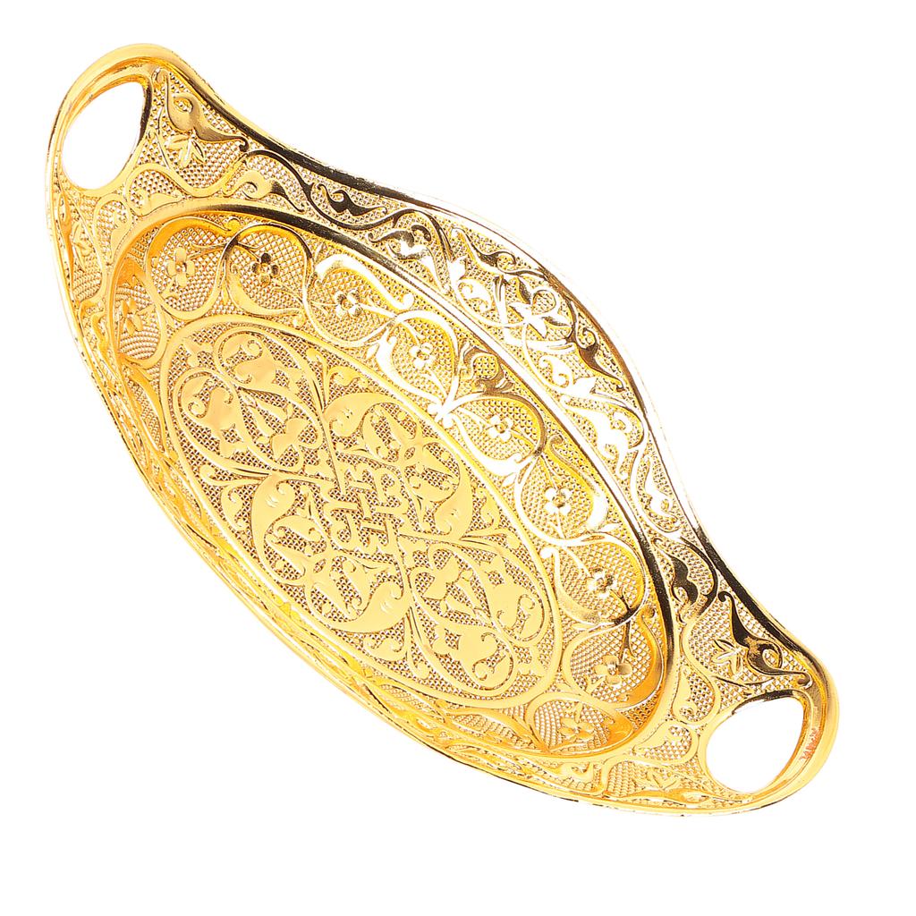 Fruit Tray Oval Peafowl Grain Auriculate Zinc Alloy Gifts for Birthdays New Years Anniversaries