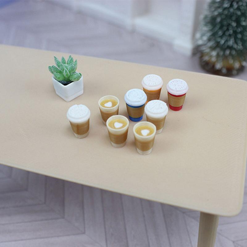 4Pcs Cute Miniature Dollhouse Mini Holding Latte Coffee Cup Mini Drinks Model For Dollhouse Doll Accessories