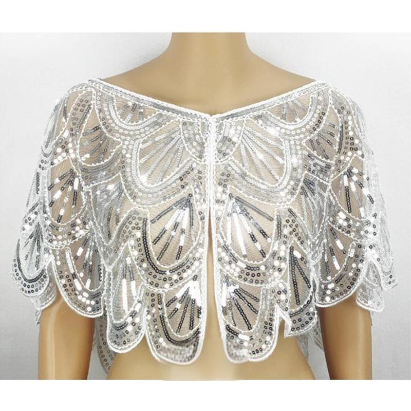 Sequins Lace Shawls Palaces Styles Women Shawls Sunscreen Hollows Out Cloak Tippet for Travel and Shopping