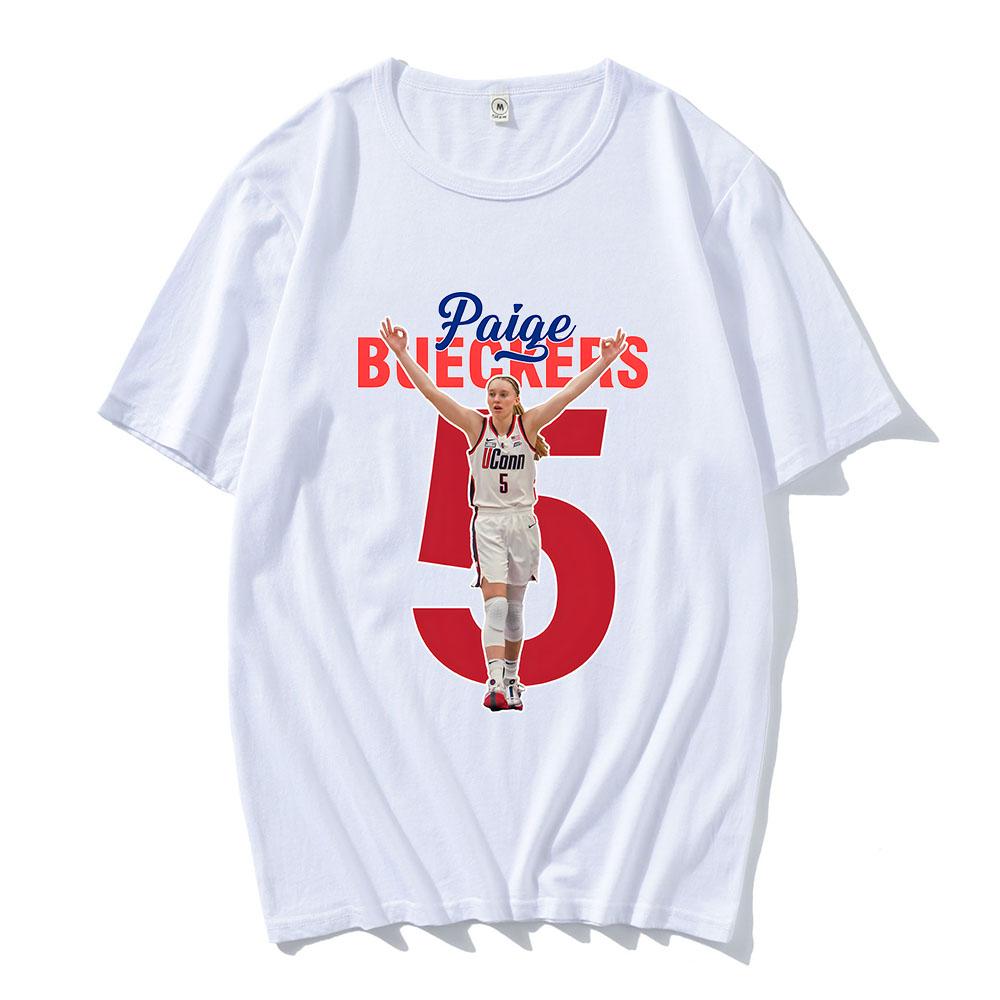 Paige Bueckers Number 5 Tshirts Basketball Player Printing Teeshirt Graphic Tees Short Sleeve UnisexWomen Tshirts Camisetas Male
