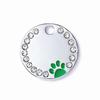 Rhinestone Solid Zinc Alloy Pet ID Tag Crystal Dog Collar Tag Colorful Paw Print Laser Engraved Pet Name Plate for Cats/Dogs