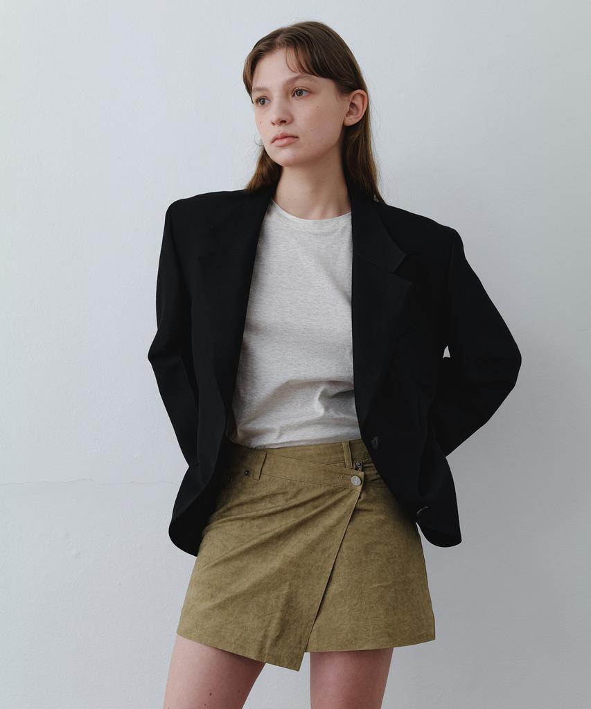 Assenti Washed Wrap Skirt_Beige