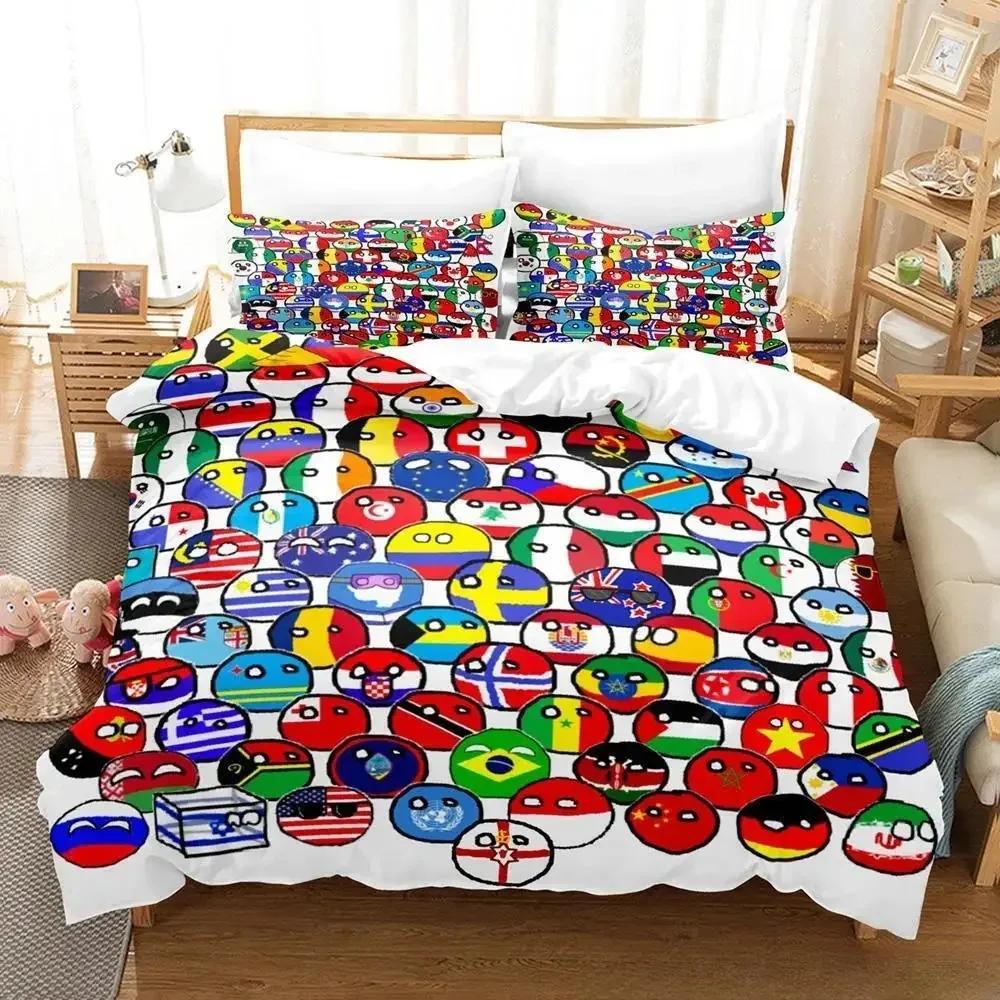 2024 New Countryball Polandballs Bedding Set Single Twin Full Queen King Size Bed Set Adult Kid Bedroom Duvet cover Sets Cartoon