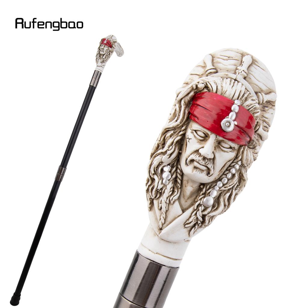 Red Resin Feather Skull Head Walking Cane Fashion Decorative Steel Stick Gentleman Elegant Cosplay Cane Knob Crosier 98cm
