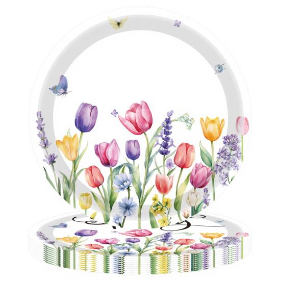 Akvarelový květinový ubrus kulatý tulipán divoká květina párty sváteční ubrus kryt na konferenční stolek pro jídelní stůl piknik grilování párty dekorace