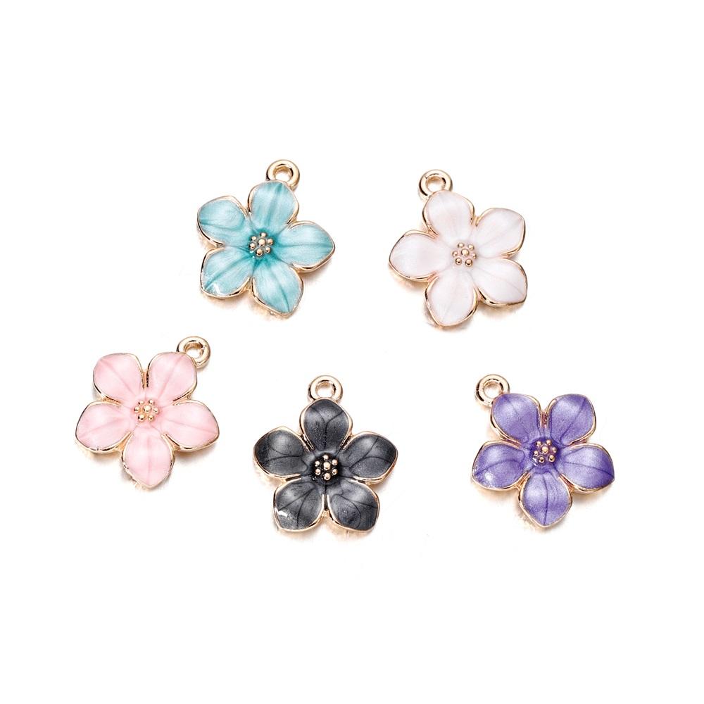 10pcs/bag Colorful Flower Heart Charms Pendants Enamel Metal Necklace Bracelet Charm For DIY Jewelry Making Supplies Accessories