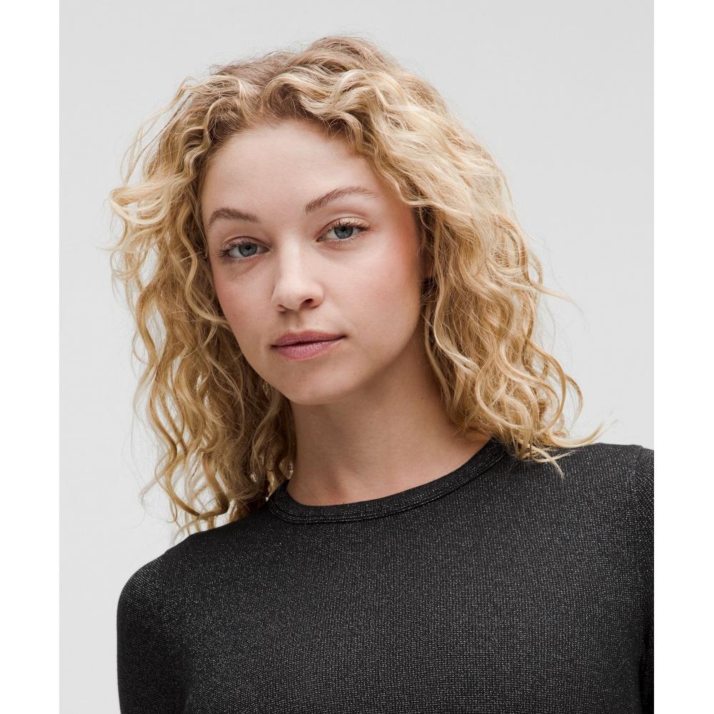 Lululemon Hold Tight Long Sleeve Shirt  Sparkle Black Silver