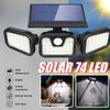 Led Solar Light Outdoor Motion Sensor Human Body Sensing Adjustable Head Ip65 Waterproof Solar Three Head Wall Lamp Garden