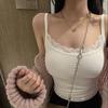 Sexy Slim Tank Top Suspender Women's Spring Summer Vest Suspender Lace Edge Undershirt with Slim Solid Color Ice Silk Top