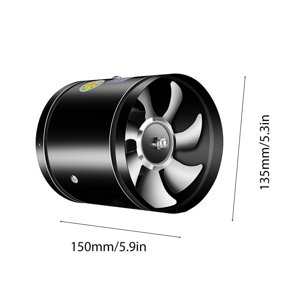 Round Inline Booster Duct Fan Exhaust Ventilation Fan with Low Noise for Kitchens, Bathrooms, Restaurants, Supermarkets