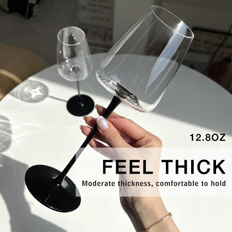 12.8(fl.oz) Pinot Noir Goblet  Crystal Red Wine Glass Black Straight Thin Rod Goblet  Drink Ware Home Bar Suitable For Gifts