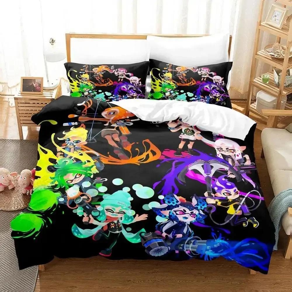 Kawaii Game Splatoon 3 Sleep Bedding Collection Single Size Twin Size Full Queen Dimension King Size Size Bed Collection Adult Kid Bedroom Duvet cover